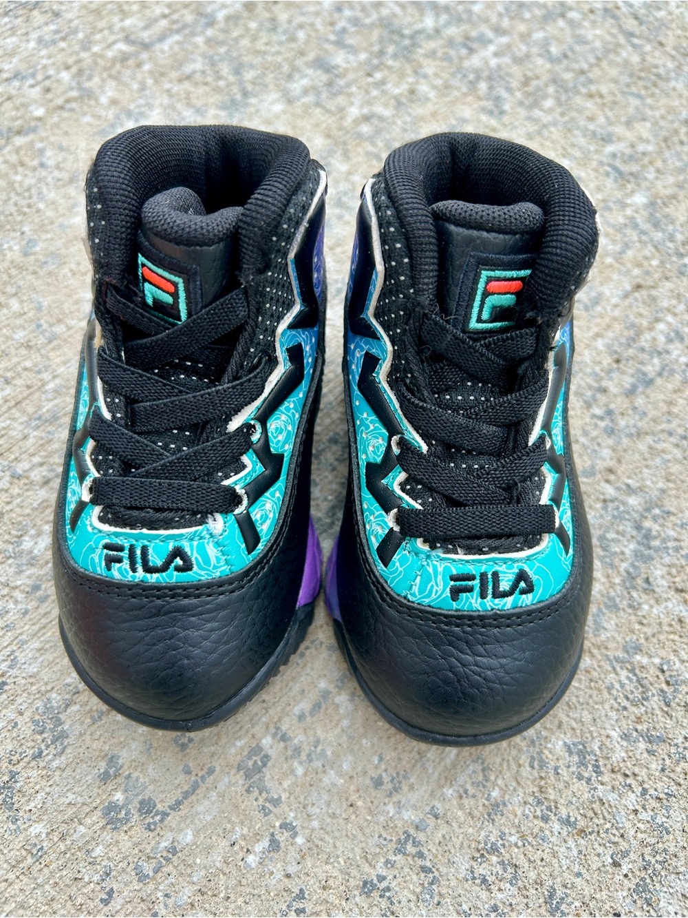 Fila Kids Black, Teal & Purple High-Top Sneakers
